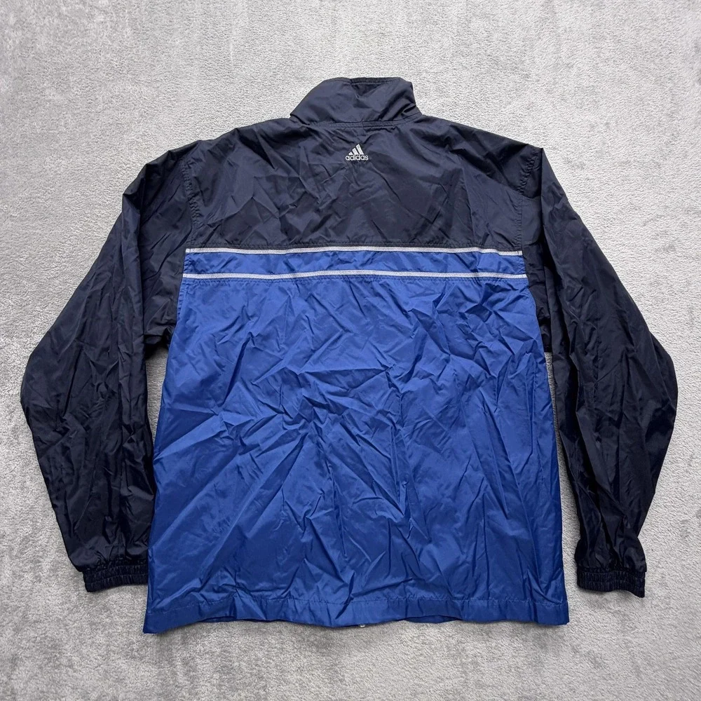 Vintage Adidas Jacket Mens L Blue Colorblock Windbreaker Full Zip Lined